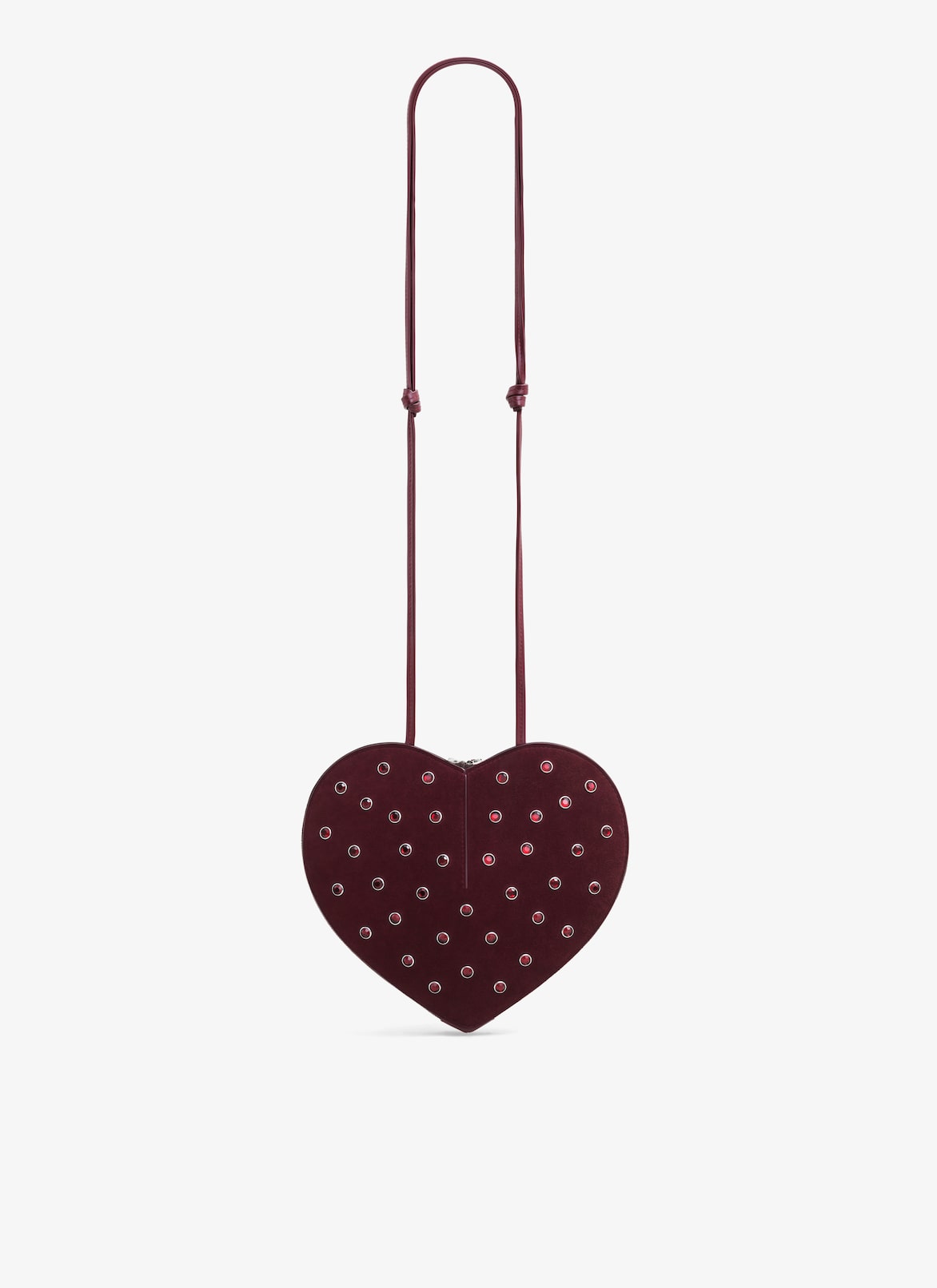 BORSA LE CŒUR IN PELLE DI CAPRA SCAMOSCIATA CON STRASS ALAÏA BORSA LE CŒUR IN PELLE DI CAPRA SCAMOSCIATA CON STRASS ROSSO GRANATO